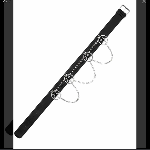 Killstar Black Belt with Silver Chains and Pentagram - Picture 2 of 2